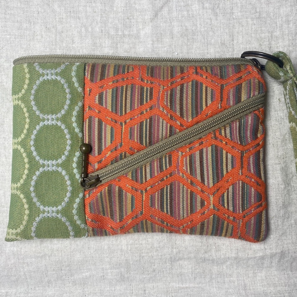 Handmade wallet/purse from Maruca -- small -- orange and green